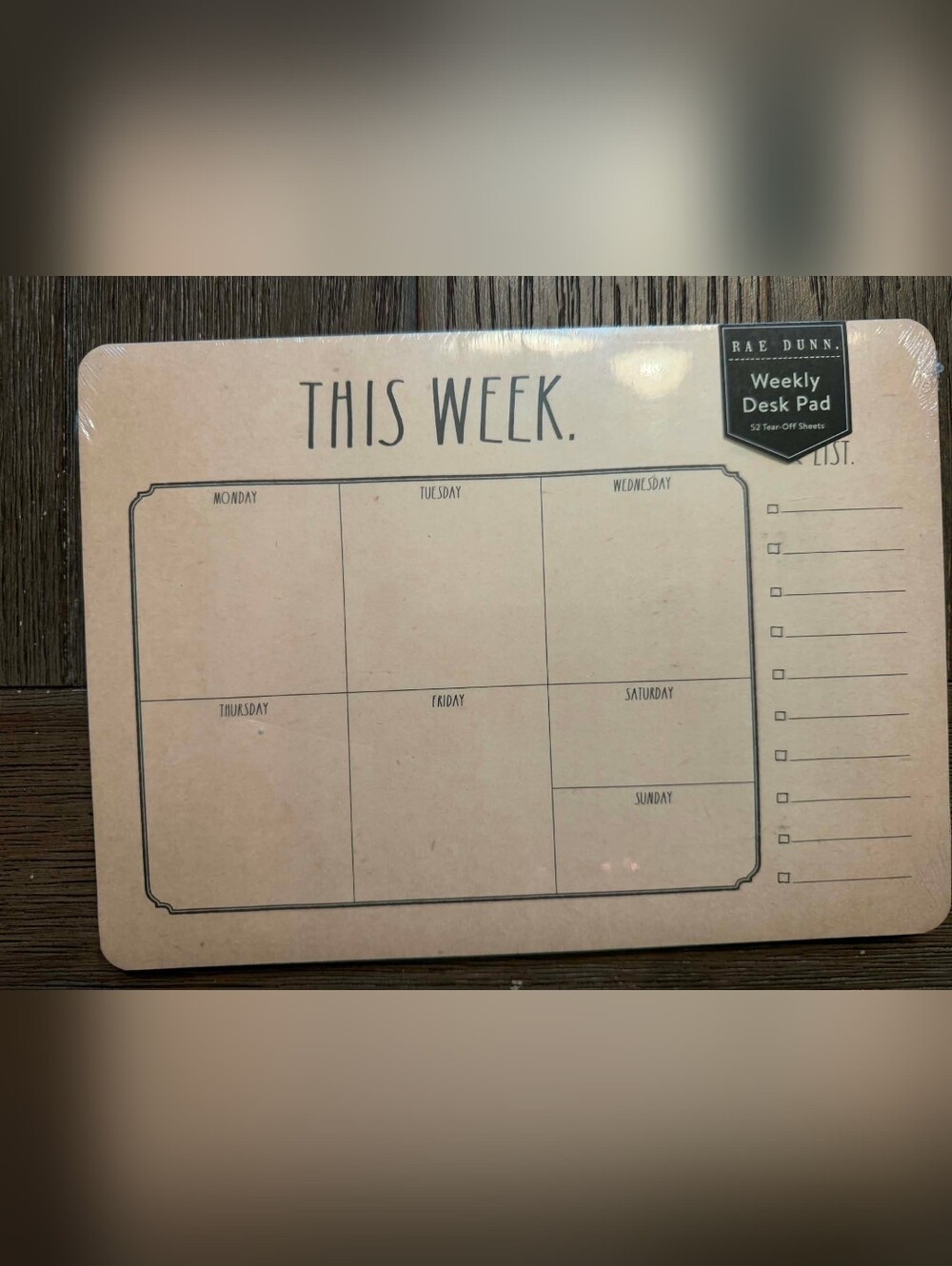 NWT Rae Dunn "This Week" Weekly Desk Pad, 10"×7"